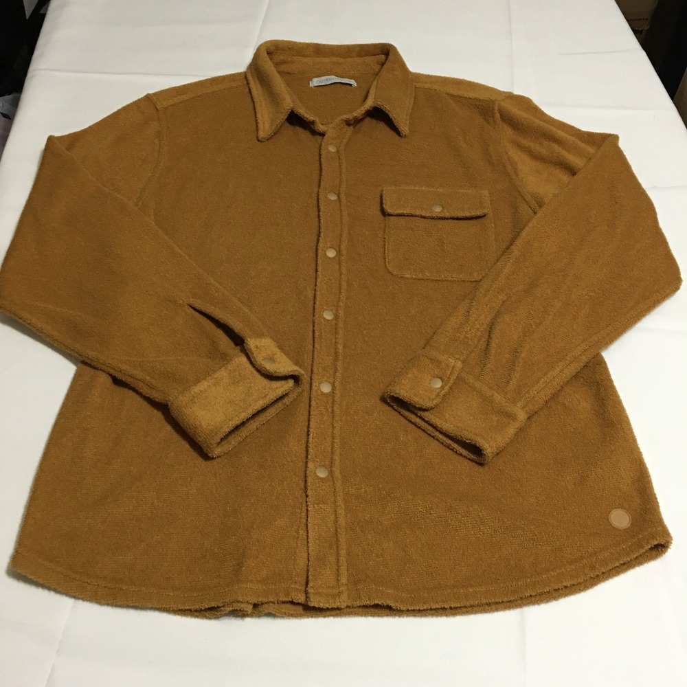 Outerknown Shirt Jacket Mens XL Brown Snap Button Long Sleeve Terry Cloth